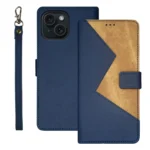 idewei Two-color Splicing Leather Phone Case, For iPhone 15