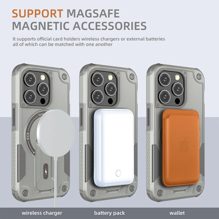EDA006057108A_6.webp Armor Magsafe Holder PC Hybrid TPU Phone Case, For iPhone 14 Pro Max, For iPhone 13 Pro Max, For iPhone 13 Pro, For iPhone 13 - Image 7