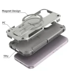 Armor Magsafe Holder PC Hybrid TPU Phone Case, For iPhone 16, For iPhone 15 Pro Max, For iPhone 15 Pro, For iPhone 15 Plus - Image 3