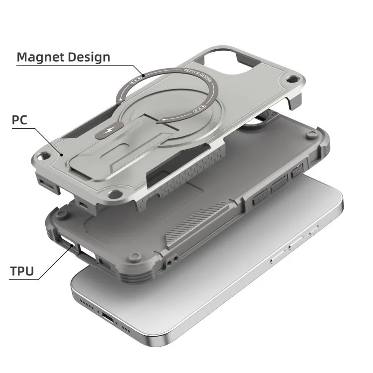 EDA006057117A_1.webp Armor Magsafe Holder PC Hybrid TPU Phone Case, For iPhone 16e, For iPhone 16 Pro Max, For iPhone 16 Pro, For iPhone 16 Plus - Image 2