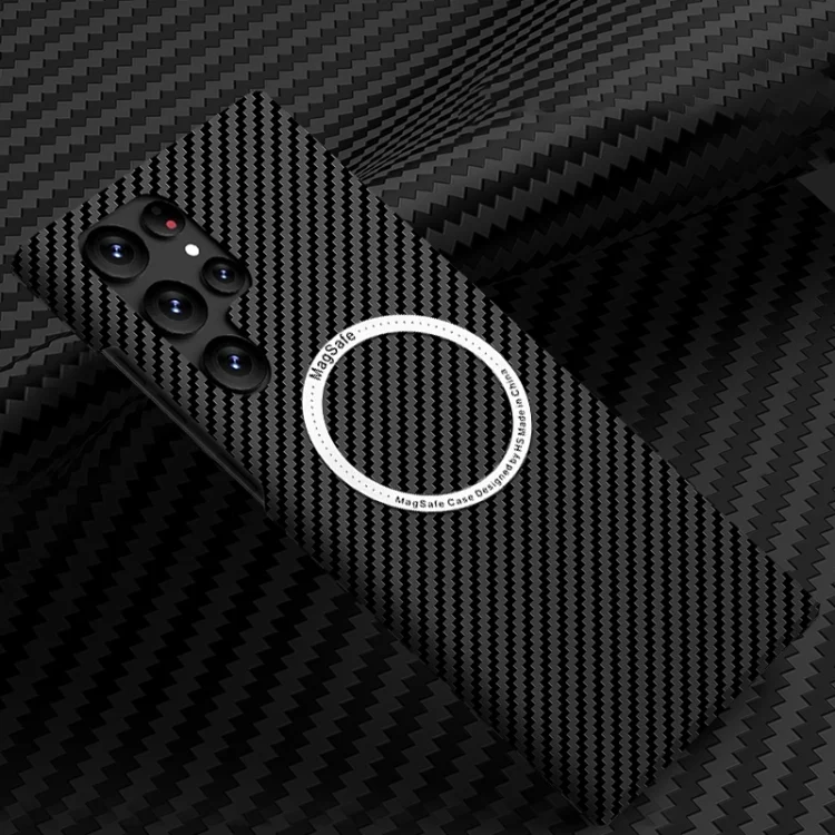 Carbon Fiber Texture MagSafe Magnetic Phone Case, For Samsung Galaxy S25 Ultra 5G, For Samsung Galaxy S24 Ultra 5G