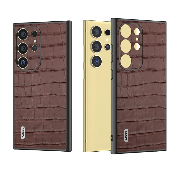 ABEEL Crocodile Texture Genuine Leather Phone Case, For Samsung Galaxy S24 Ultra 5G, For Samsung Galaxy S24+ 5G, For Samsung Galaxy S24 5G