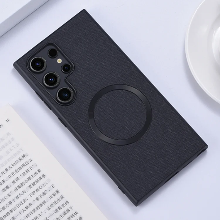 Magsafe Magnetic Ring Cloth Texture Phone Case, For Samsung Galaxy S24 Ultra 5G