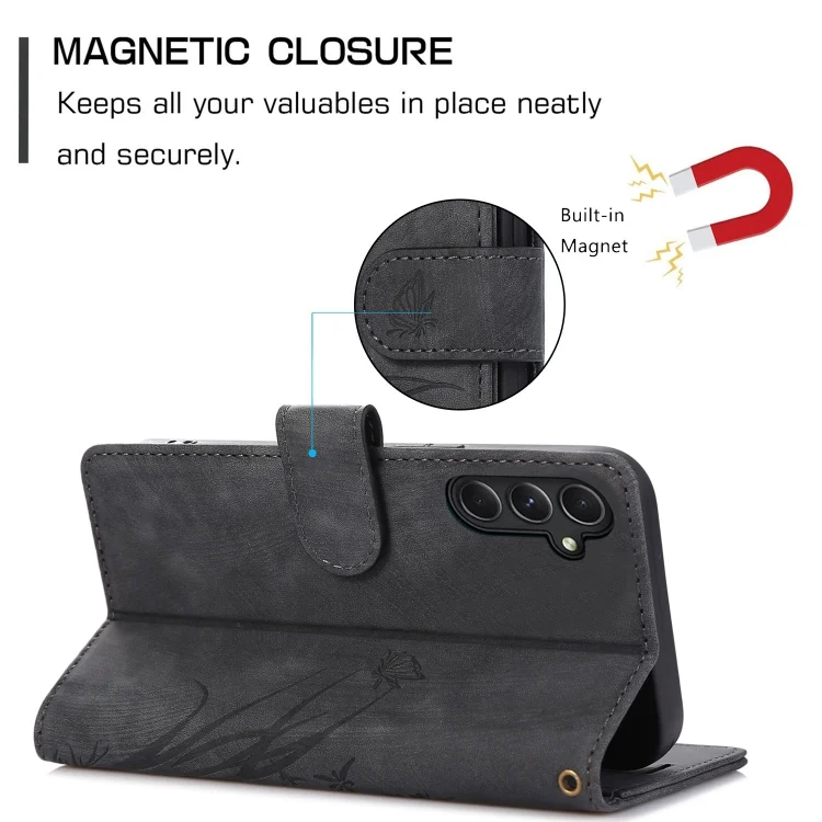 EDA006138133A_4.webp Orchid Butterfly Embossed Leather Phone Case, For Samsung Galaxy A15 4G, For Samsung Galaxy A05 4G, For Samsung Galaxy A05s 4G - Image 5