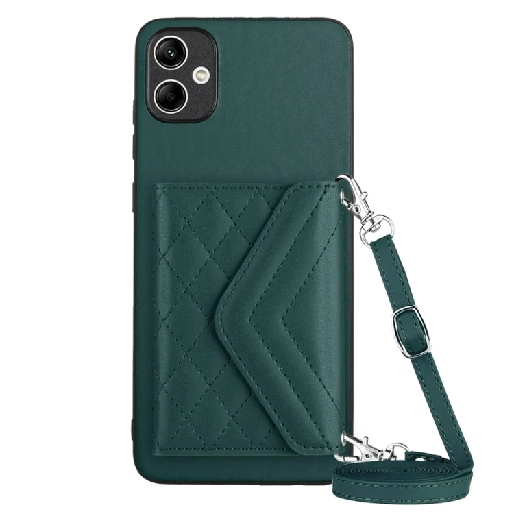 Rhombic Texture Card Bag RFID Phone Case with Long Lanyard, For Samsung Galaxy A05 4G, For Samsung Galaxy A05s 4G, For Samsung Galaxy A25 5G