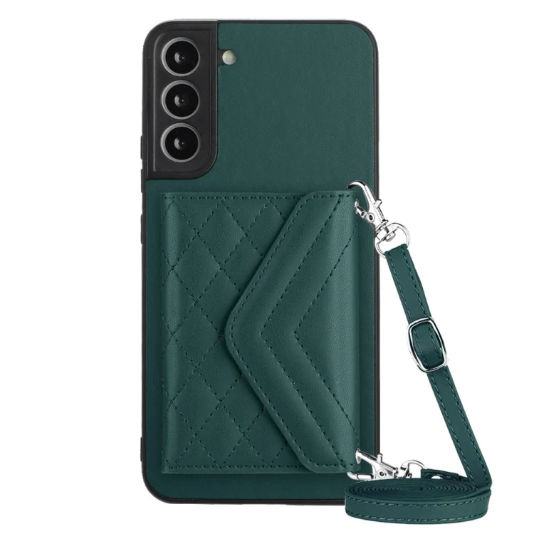 Rhombic Texture Card Bag RFID Phone Case with Long Lanyard, For Samsung Galaxy S22 5G, For Samsung Galaxy S21 FE, For Samsung Galaxy A52