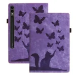 Butterfly Cat Embossing Leather Tablet Case, For Samsung Galaxy Tab S9 FE+ / S9+ / S8+, For Samsung Galaxy Tab S9 Ultra / S8 Ultra