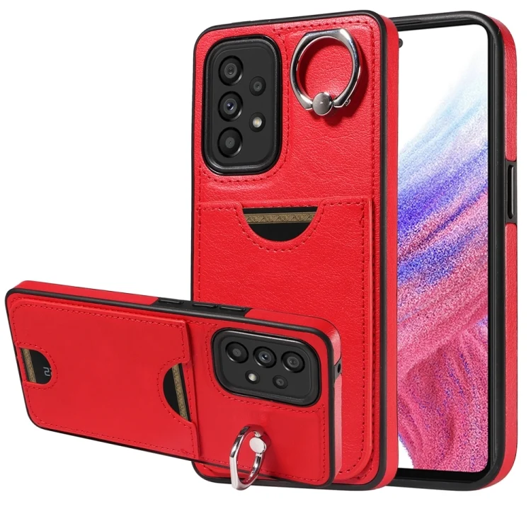 Calf Texture Card Slot Ring Holder Phone Case, For Samsung Galaxy A53 5G, For Samsung Galaxy A73 5G, For Samsung Galaxy A33 5G, For Samsung Galaxy A13 4G, For Samsung Galaxy S22 Ultra 5G
