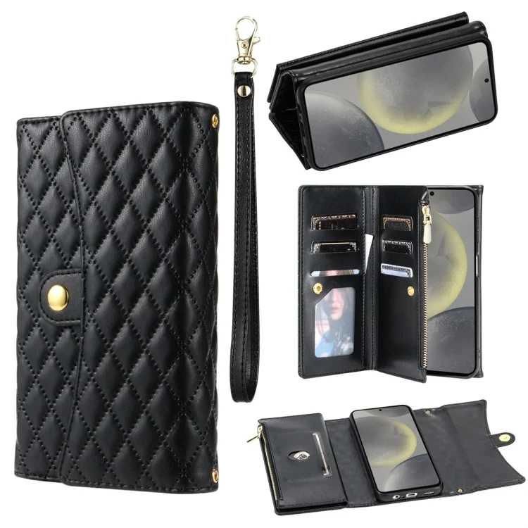Zipper Multi-Card Wallet Rhombic Leather Phone Case, For Samsung Galaxy S20+, For Samsung Galaxy Note10, For Samsung Galaxy Note10+, For Samsung Galaxy S10e