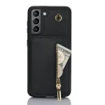YM006 Skin Feel Zipper Card Bag Phone Case with Dual Lanyard, For Samsung Galaxy S21 5G, For Samsung Galaxy S21+ 5G