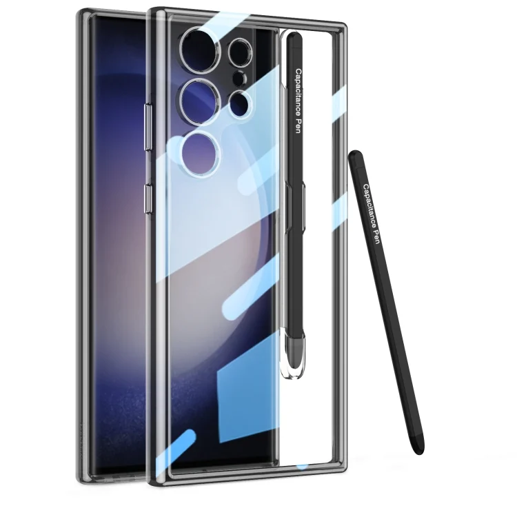 GKK Space Frame Transparent PC + TPU Phone Case with Pen, For Samsung Galaxy S24 Ultra 5G, For Samsung Galaxy S24+ 5G, For Samsung Galaxy S24 5G