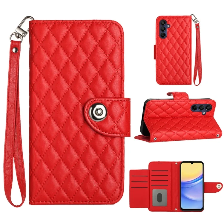 Rhombic Texture Flip Leather Phone Case with Lanyard, For Samsung Galaxy A15 5G, For Samsung Galaxy A55, For Samsung Galaxy A35