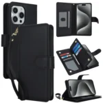 Multi-Card Wallet RFID Leather Phone Case, For iPhone 15 Pro, For iPhone 15 Plus