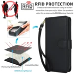 Multi-Card Wallet RFID Leather Phone Case, For iPhone 15 Pro, For iPhone 15 Plus - Image 2