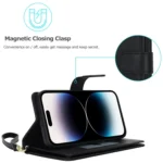 Multi-Card Wallet RFID Leather Phone Case, For iPhone 15 Pro, For iPhone 15 Plus - Image 4