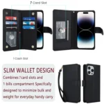 Multi-Card Wallet RFID Leather Phone Case, For iPhone 15 Pro, For iPhone 15 Plus - Image 5