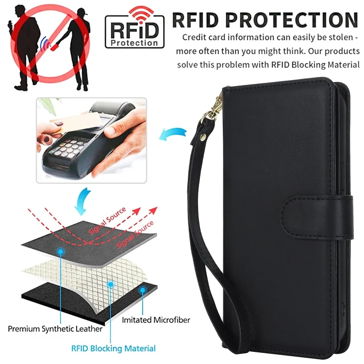 EDA006218804A_1.webp Multi-Card Wallet RFID Leather Phone Case, For iPhone 15, For iPhone 14 Plus - Image 2