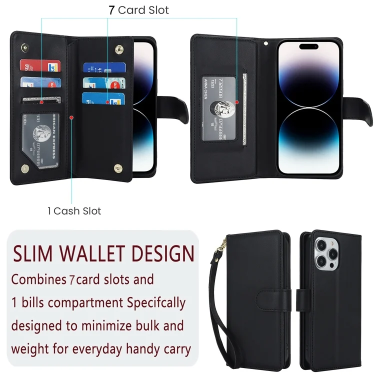 EDA006218804A_4.webp Multi-Card Wallet RFID Leather Phone Case, For iPhone 15, For iPhone 14 Plus - Image 5