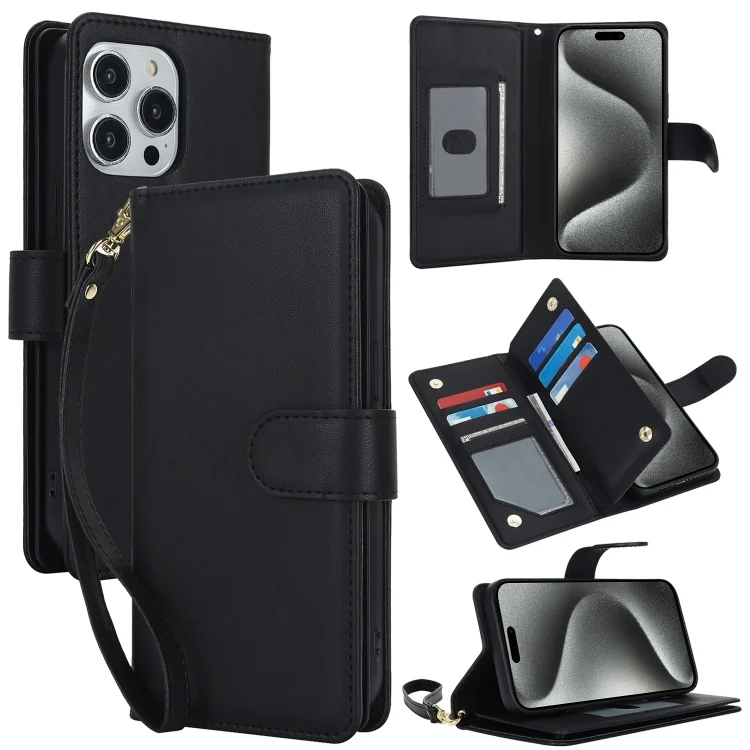 Multi-Card Wallet RFID Leather Phone Case, For iPhone 16 Pro, For iPhone 16 Plus