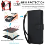 Multi-Card Wallet RFID Leather Phone Case, For iPhone 16 Pro, For iPhone 16 Plus - Image 2