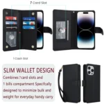 Multi-Card Wallet RFID Leather Phone Case, For iPhone 16 Pro, For iPhone 16 Plus - Image 5