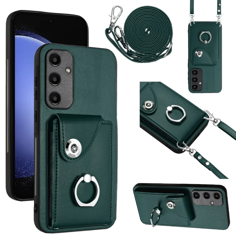 Organ Card Bag Ring Holder Phone Case with Long Lanyard, For Samsung Galaxy A55, For Samsung Galaxy A35, For Samsung Galaxy S24 Ultra 5G