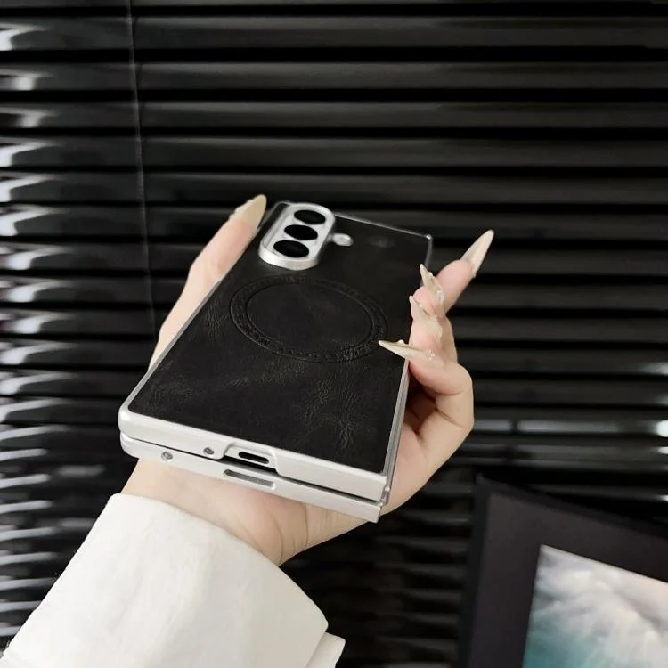 EDA006223004A_4.webp Skin Feel Leather Texture MagSafe Pearlescent Paint Shockproof Phone Case, For Samsung Galaxy Z Fold7 5G, For Samsung Galaxy Z Flip7 5G, For Samsung Galaxy Z Fold5, For Samsung Galaxy Z Flip5 - Image 5