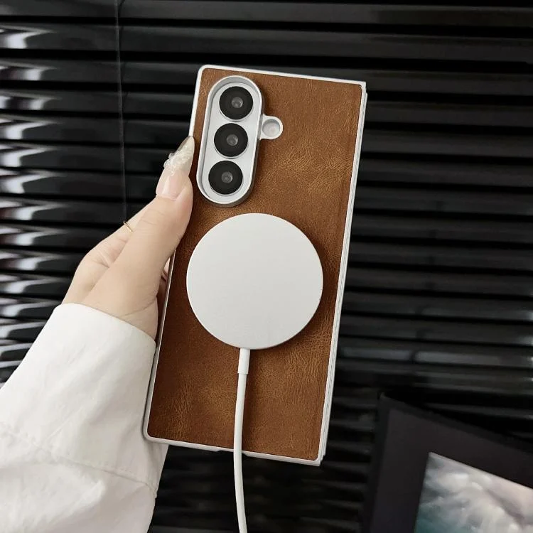 EDA006223004A_5.webp Skin Feel Leather Texture MagSafe Pearlescent Paint Shockproof Phone Case, For Samsung Galaxy Z Fold7 5G, For Samsung Galaxy Z Flip7 5G, For Samsung Galaxy Z Fold5, For Samsung Galaxy Z Flip5 - Image 6