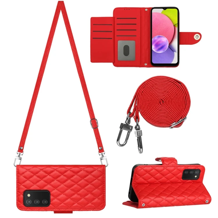 Rhombic Texture Flip Leather Phone Case with Long Lanyard, For Samsung Galaxy A03s EU, For Samsung Galaxy S21 FE 5G, For Samsung Galaxy A52 4G / 5G
