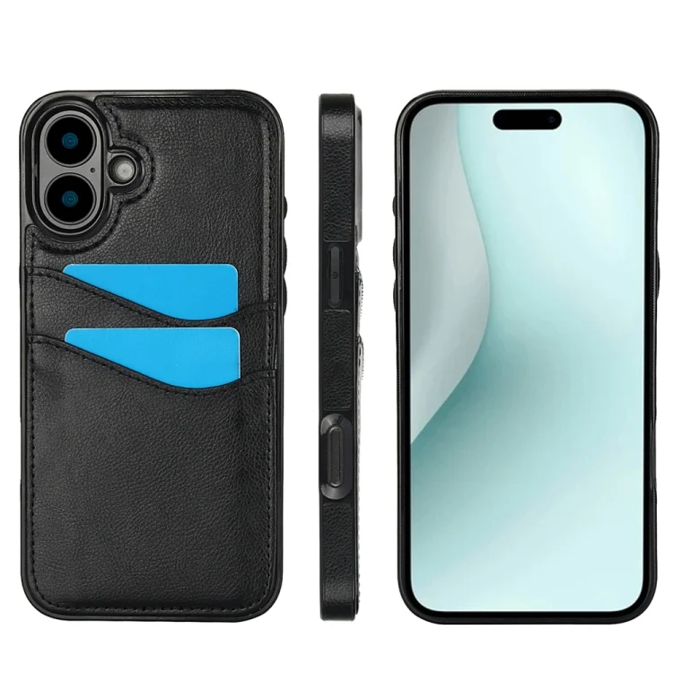 Litchi Leather Skin Card Slots Phone Case, For iPhone 16, For iPhone 15 Pro Max, For iPhone 15 Pro, For iPhone 15 Plus