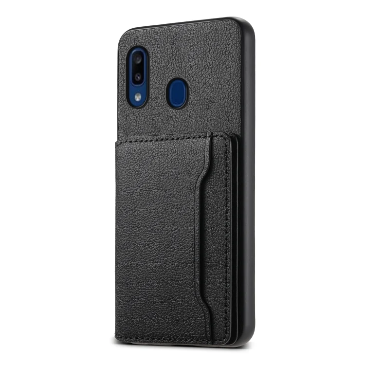Calf Texture Card Bag Design Full Coverage Phone Case, For Samsung Galaxy A20/A30
