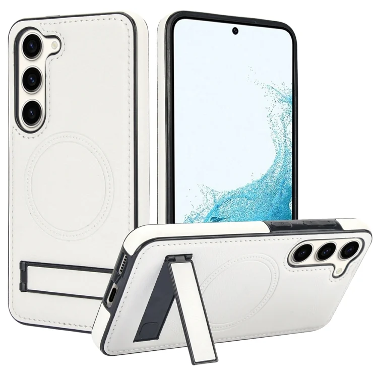 Retro Leather Invisible Stand MagSafe Phone Case, For Samsung Galaxy S23+ 5G, For Samsung Galaxy S23 5G