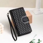 Glitter Lattice Zipper Wallet Leather Phone Case, For iPhone 15 Plus, For iPhone 15, For iPhone 14 Plus, For iPhone 14, For iPhone 14 Pro - Image 2