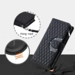 Glitter Lattice Zipper Wallet Leather Phone Case, For iPhone 15 Plus, For iPhone 15, For iPhone 14 Plus, For iPhone 14, For iPhone 14 Pro - Image 7