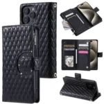 Glitter Lattice Zipper Wallet Leather Phone Case, For iPhone 14 Pro Max, For iPhone 7 / 8 / SE 2022, For iPhone 13 Pro Max, For iPhone 13 Pro, For iPhone 13