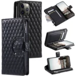 Glitter Lattice Zipper Wallet Leather Phone Case, For iPhone 12 / 12 Pro, For iPhone 12 Pro Max, For iPhone 11 Pro Max, For iPhone 11, For iPhone 11 Pro