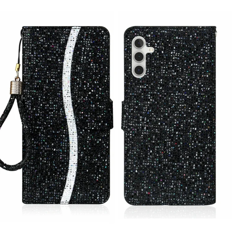 Glitter Powder Filp Leather Phone Case, For Samsung Galaxy S24+ 5G, For Samsung Galaxy S24 5G