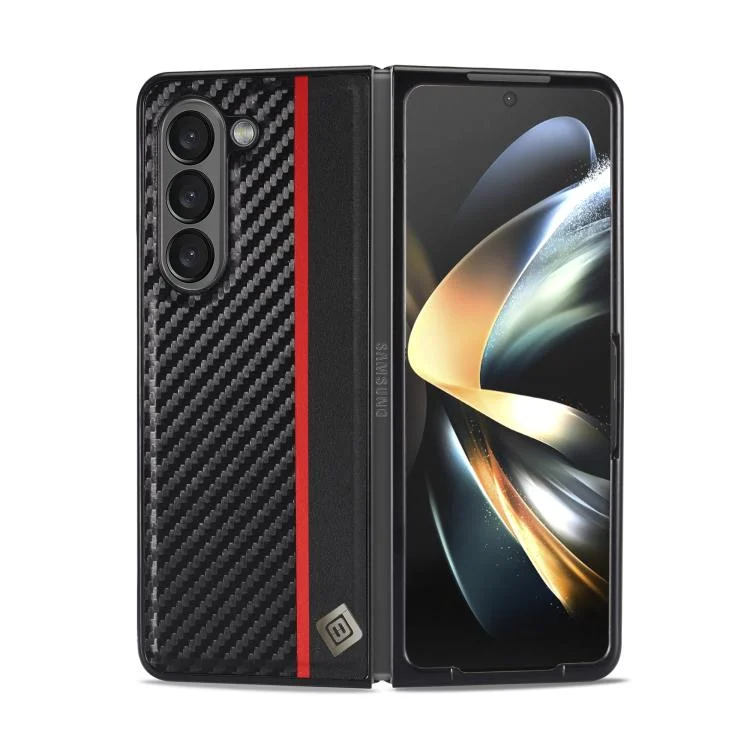 LC.IMEEKE 3 in 1 Carbon Fiber Texture Shockproof Phone Case, For Samsung Galaxy Z Fold7 5G, For Samsung Galaxy Z Flip7 5G, For Samsung Galaxy Z Flip6 5G, For Samsung Galaxy Z Fold6 5G