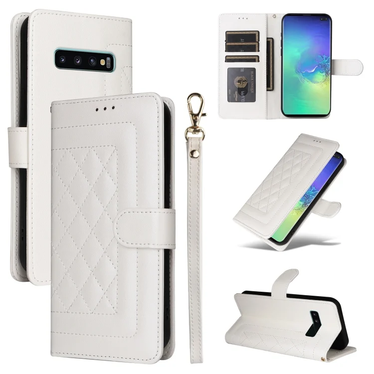 Diamond Lattice Leather Flip Phone Case, For Samsung Galaxy S10+, For Samsung Galaxy S10