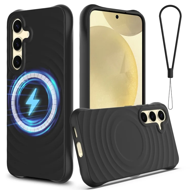 Wave Texture MagSafe Magnetic Liquid Silicone Phone Case, For Samsung Galaxy S24 FE 5G, For Samsung Galaxy S24 Ultra 5G, For Samsung Galaxy S24+ 5G