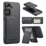 Fierre Shann Cowhide Vertical Flip Magnetic Card Holder Phone Case, For Samsung Galaxy S23 FE 5G, For Samsung Galaxy S23 Ultra 5G, For Samsung Galaxy S22 Ultra 5G