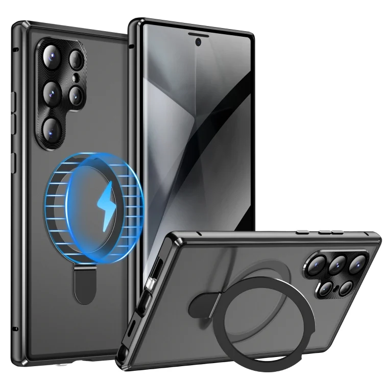MagSafe Magnetic Privacy Frosted Tempered Glass Holder Phone Case, For Samsung Galaxy S24 Ultra 5G, For Samsung Galaxy S23 Ultra 5G