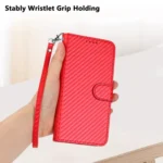 YX0070 Carbon Fiber Buckle Leather Phone Case with Lanyard, For iPhone 14, For iPhone 14 Pro - Image 5