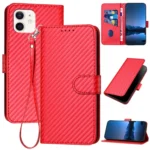 YX0070 Carbon Fiber Buckle Leather Phone Case with Lanyard, For iPhone 12 / 12 Pro, For iPhone 12 Pro Max