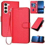 YX0070 Carbon Fiber Buckle Leather Phone Case with Lanyard, For Samsung Galaxy S23 5G, For Samsung Galaxy A14 5G