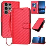 YX0070 Carbon Fiber Buckle Leather Phone Case with Lanyard, For Samsung Galaxy S23 Ultra 5G, For Samsung Galaxy S23+ 5G