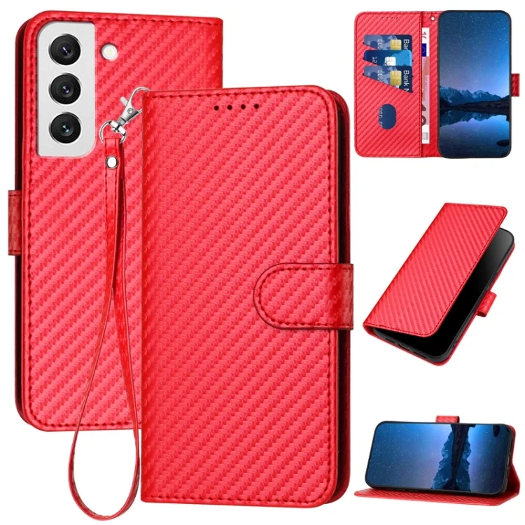 YX0070 Carbon Fiber Buckle Leather Phone Case with Lanyard, For Samsung Galaxy S22 5G, For Samsung Galaxy A13 5G