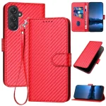 YX0070 Carbon Fiber Buckle Leather Phone Case with Lanyard, For Samsung Galaxy M55, For Samsung Galaxy M15 / F15