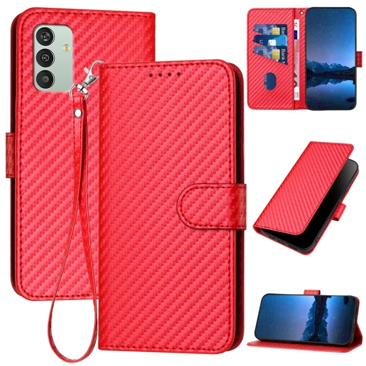 YX0070 Carbon Fiber Buckle Leather Phone Case with Lanyard, For Samsung Galaxy M13 India / F13, For Samsung Galaxy S20 FE / S20 FE 5G