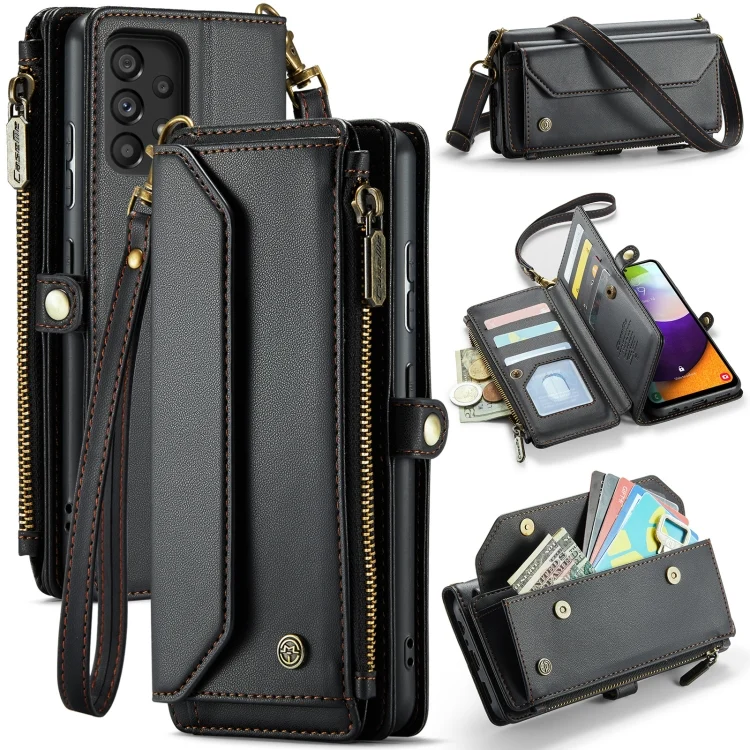 CaseMe C36 Card Slots Zipper Wallet RFID Anti-theft Leather Phone Case, For Samsung Galaxy A52 / A52s 5G, For Samsung Galaxy A22 5G, For Samsung Galaxy S21 FE 5G, For Samsung Galaxy A72